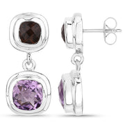 Bids.com 6.60 Carat Genuine Amethyst and Smoky Quartz .925 Sterling Silver Earrings Earrings