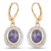 Bids.com 14K Yellow Gold Plated 7.42 Carat Genuine Tanzanite and White Topaz .925 Sterling Silver Earrings Earrings