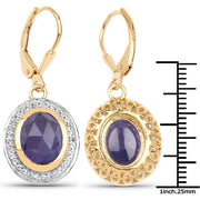 Bids.com 14K Yellow Gold Plated 7.42 Carat Genuine Tanzanite and White Topaz .925 Sterling Silver Earrings Earrings