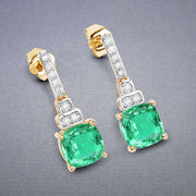 Bids.com 2.72 Carat Genuine Ethiopian Emerald and White Diamond 14K Yellow Gold Earrings Earrings