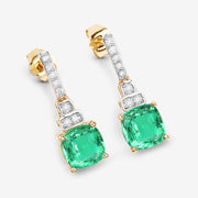 Bids.com 2.72 Carat Genuine Ethiopian Emerald and White Diamond 14K Yellow Gold Earrings Earrings