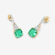 Bids.com 2.72 Carat Genuine Ethiopian Emerald and White Diamond 14K Yellow Gold Earrings Earrings