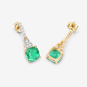 Bids.com 2.72 Carat Genuine Ethiopian Emerald and White Diamond 14K Yellow Gold Earrings Earrings