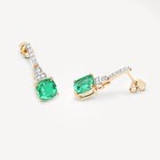 Bids.com 2.72 Carat Genuine Ethiopian Emerald and White Diamond 14K Yellow Gold Earrings Earrings