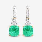 Bids.com 2.72 Carat Genuine Ethiopian Emerald and White Diamond 14K Yellow Gold Earrings Earrings