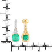 Bids.com 2.72 Carat Genuine Ethiopian Emerald and White Diamond 14K Yellow Gold Earrings Earrings
