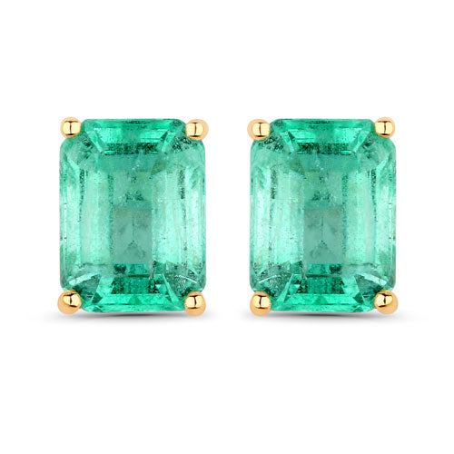 Bids.com 2.75 Carat Genuine Ethiopian Emerald 14K Yellow Gold Earrings Earrings