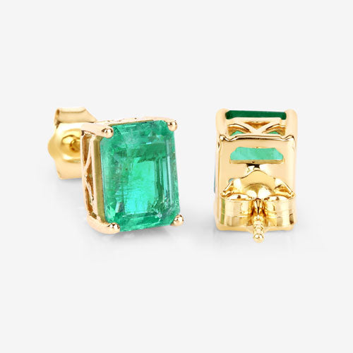 Bids.com 2.75 Carat Genuine Ethiopian Emerald 14K Yellow Gold Earrings Earrings