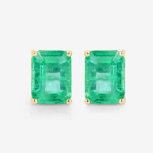 Bids.com 2.75 Carat Genuine Ethiopian Emerald 14K Yellow Gold Earrings Earrings