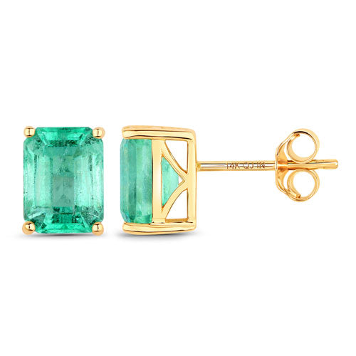 Bids.com 2.75 Carat Genuine Ethiopian Emerald 14K Yellow Gold Earrings Earrings