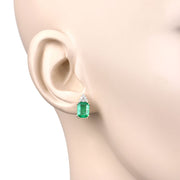 Bids.com 2.87 Carat Genuine Ethiopian Emerald and White Diamond 14K Yellow Gold Earrings Earrings