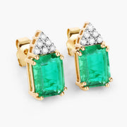 Bids.com 2.87 Carat Genuine Ethiopian Emerald and White Diamond 14K Yellow Gold Earrings Earrings