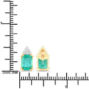 Bids.com 2.87 Carat Genuine Ethiopian Emerald and White Diamond 14K Yellow Gold Earrings Earrings