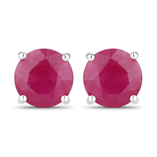 Bids.com 0.86 Carat Genuine Ruby 14K White Gold Earrings Earrings