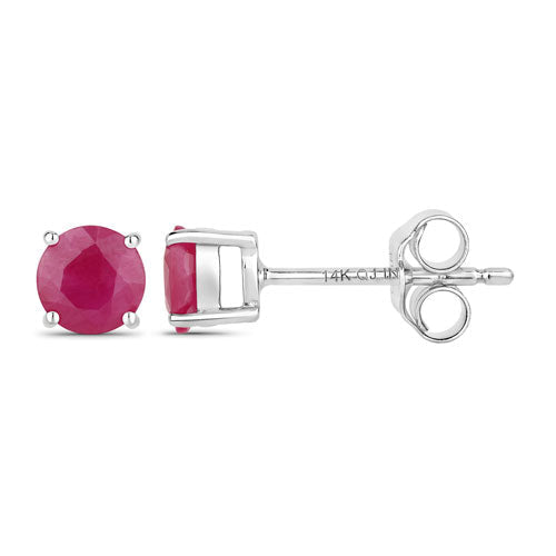 Bids.com 0.86 Carat Genuine Ruby 14K White Gold Earrings Earrings