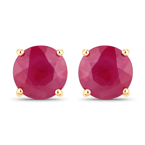 Bids.com 0.86 Carat Genuine Ruby 14K Yellow Gold Earrings Earrings