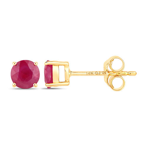 Bids.com 0.86 Carat Genuine Ruby 14K Yellow Gold Earrings Earrings