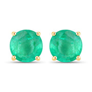 Bids.com 0.72 Carat Genuine Zambian Emerald 10K Yellow Gold Earrings Earrings