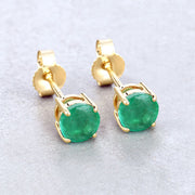 Bids.com 0.72 Carat Genuine Zambian Emerald 10K Yellow Gold Earrings Earrings