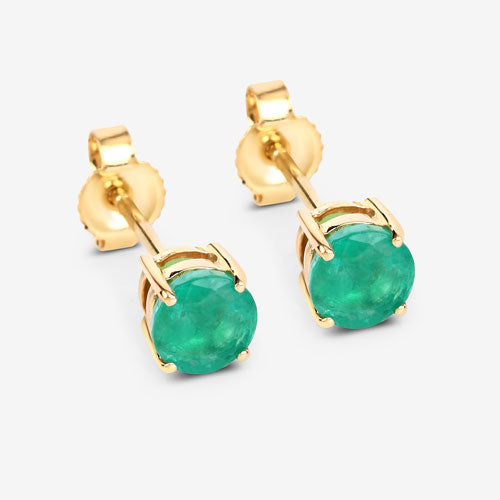 Bids.com 0.72 Carat Genuine Zambian Emerald 10K Yellow Gold Earrings Earrings
