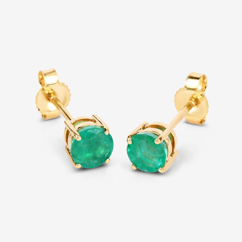 Bids.com 0.72 Carat Genuine Zambian Emerald 10K Yellow Gold Earrings Earrings