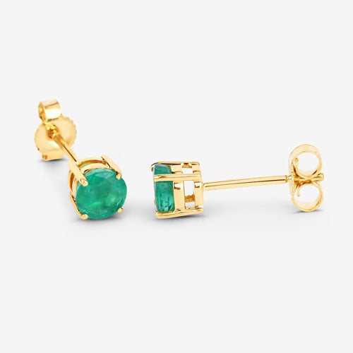 Bids.com 0.72 Carat Genuine Zambian Emerald 10K Yellow Gold Earrings Earrings
