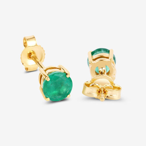 Bids.com 0.72 Carat Genuine Zambian Emerald 10K Yellow Gold Earrings Earrings
