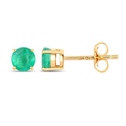 Bids.com 0.72 Carat Genuine Zambian Emerald 10K Yellow Gold Earrings Earrings