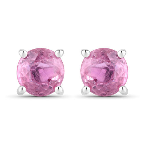 Bids.com 1.30 Carat Genuine Pink Sapphire 10K White Gold Earrings Earrings