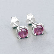 Bids.com 1.30 Carat Genuine Pink Sapphire 10K White Gold Earrings Earrings