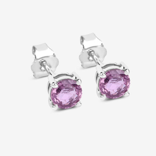 Bids.com 1.30 Carat Genuine Pink Sapphire 10K White Gold Earrings Earrings