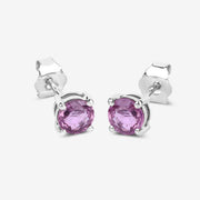 Bids.com 1.30 Carat Genuine Pink Sapphire 10K White Gold Earrings Earrings