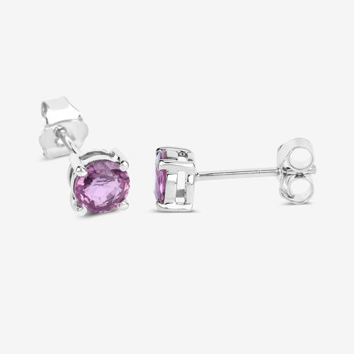 Bids.com 1.30 Carat Genuine Pink Sapphire 10K White Gold Earrings Earrings