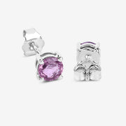 Bids.com 1.30 Carat Genuine Pink Sapphire 10K White Gold Earrings Earrings