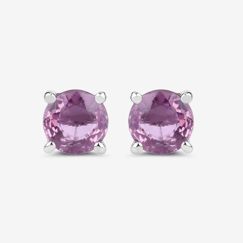 Bids.com 1.30 Carat Genuine Pink Sapphire 10K White Gold Earrings Earrings