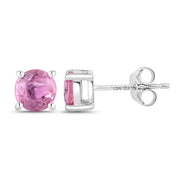 Bids.com 1.30 Carat Genuine Pink Sapphire 10K White Gold Earrings Earrings
