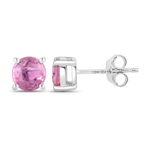 Bids.com 1.30 Carat Genuine Pink Sapphire 10K White Gold Earrings Earrings