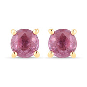 Bids.com 1.30 Carat Genuine Pink Sapphire 10K Yellow Gold Earrings Earrings