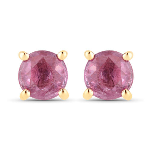 Bids.com 1.30 Carat Genuine Pink Sapphire 10K Yellow Gold Earrings Earrings