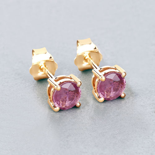Bids.com 1.30 Carat Genuine Pink Sapphire 10K Yellow Gold Earrings Earrings