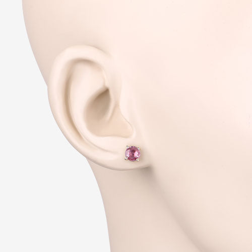 Bids.com 1.30 Carat Genuine Pink Sapphire 10K Yellow Gold Earrings Earrings