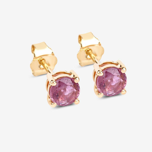 Bids.com 1.30 Carat Genuine Pink Sapphire 10K Yellow Gold Earrings Earrings