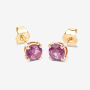 Bids.com 1.30 Carat Genuine Pink Sapphire 10K Yellow Gold Earrings Earrings