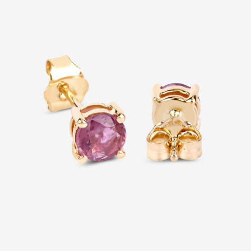 Bids.com 1.30 Carat Genuine Pink Sapphire 10K Yellow Gold Earrings Earrings