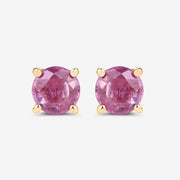 Bids.com 1.30 Carat Genuine Pink Sapphire 10K Yellow Gold Earrings Earrings