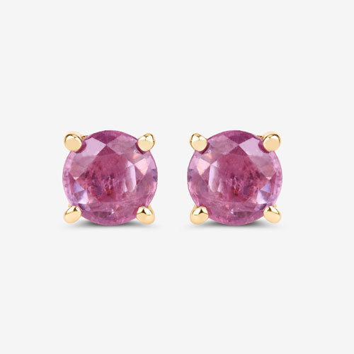 Bids.com 1.30 Carat Genuine Pink Sapphire 10K Yellow Gold Earrings Earrings