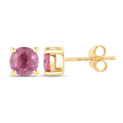 Bids.com 1.30 Carat Genuine Pink Sapphire 10K Yellow Gold Earrings Earrings