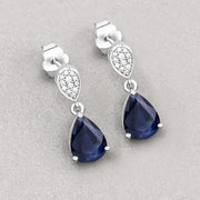Bids.com 2.76 Carat Genuine Blue Sapphire and White Diamond 10K White Gold Earrings Earrings