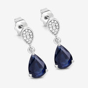 Bids.com 2.76 Carat Genuine Blue Sapphire and White Diamond 10K White Gold Earrings Earrings