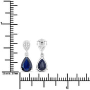 Bids.com 2.76 Carat Genuine Blue Sapphire and White Diamond 10K White Gold Earrings Earrings